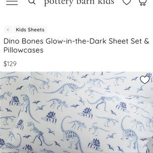 Pottery Barn Kids Glow in the Dark Dinosur Sheets- Full Size